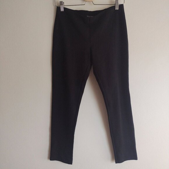 Eileen Fisher Petite Black Knit Pants PS Soft Stretchy Sturdy Leggings SP S - Picture 1 of 9